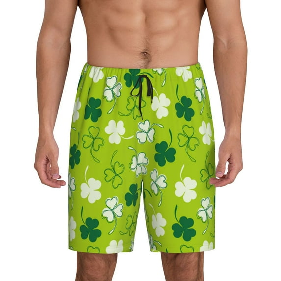 Pofeuu St Patrick's Day7 Print Men's Soft Woven Elastic Waistband Sleep Pajama Short-Medium