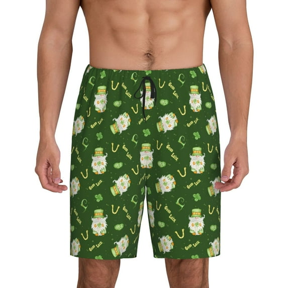Pofeuu St. Patrick's day 6 Print Men's Soft Woven Elastic Waistband Sleep Pajama Short-3X-Large
