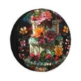 Pofeuu Stained Glass Floral Cake Print Spare Tire Wheel Cover for Car