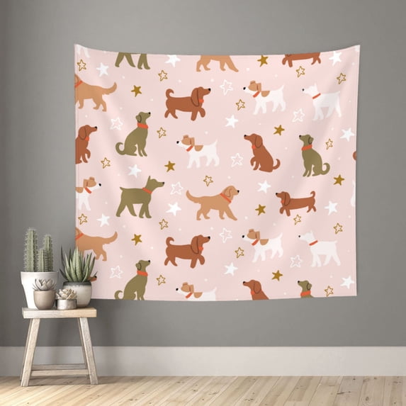 Pofeuu Star Cute Dog Print Wall Tapestry Decoration Wall Hanging Tapestry 60 x 51 Inch