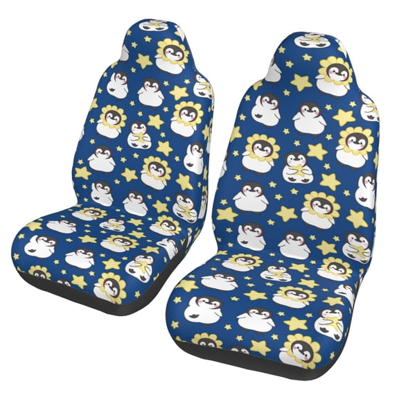 Pofeuu Star Penguin Print Automotive Car Seat Covers Flat Cloth Full Set Seat Covers,Car Seat Covers front seats for Cars Trucks and SUVs(Two packs)