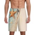 thumbnail image 1 of Pofeuu Starfish On The Sand Beach Print Men's Soft Woven Elastic Waistband Sleep Pajama Short-3X-Large, 1 of 6