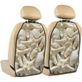 thumbnail image 1 of Pofeuu Starfish and Sea Shells Print 2 Pack PU Leather Kick Mat Back Seat Protector, Universal Car Seat Back Organizer, Waterproof Backseat Protector For Most Car, 1 of 8