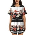 thumbnail image 1 of Pofeuu Starfishes Shells Print Women's Pajama Set Short/Shorts Soft Button PJs Elastic Drawstring Waist Sleepwear-Small, 1 of 6