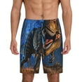 thumbnail image 1 of Pofeuu Starry Night Charging Dinosaur Print Men's Soft Woven Elastic Waistband Sleep Pajama Short-X-Large, 1 of 6