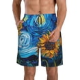 thumbnail image 1 of Pofeuu Starry Night Sunflower Field Prin Men's Swim Trunks Quick Dry Bathing Suit Swimming Board Shorts Mesh Lining Beach Swimwear-Small, 1 of 6
