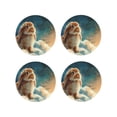 thumbnail image 1 of Pofeuu Starry Sky Cloud Cute Rabbit Print Coasters for Drinks, 4Pack PU Leather Coasters, Bar Drink Coasters for Tabletop Protection, Furniture from Damage-Round Shape, 1 of 6
