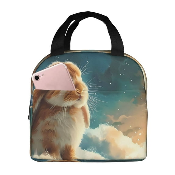 Pofeuu Starry Sky Cloud Cute Rabbit Print Lunch Bag Lunch Box Large Capacity Insulated Lunch Bag for Adult, Leakproof Reusable Lunch Tote Bags for Work