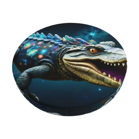 Pofeuu Starry Sky Colorful Crocodile Print Round Bar Stool Covers - Super Soft and Washable Elastic Stool Cushion Slipcover Easy Clean Velvet-13 inch