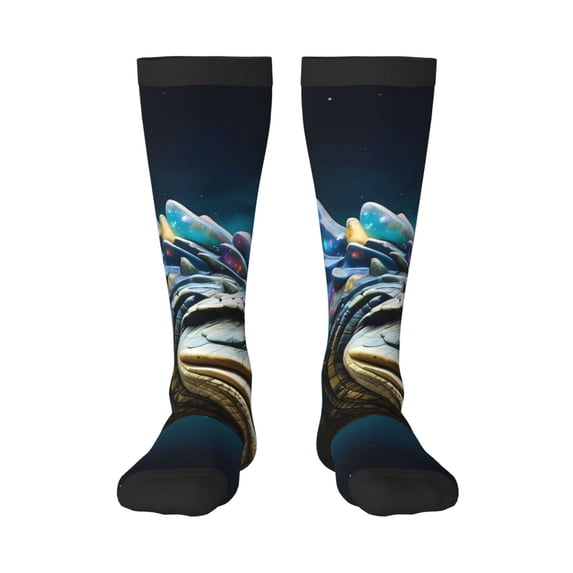 Pofeuu Starry Sky Colorful Crocodile Print Stockings, Adult Running Hiking Socks for Youth and Adult