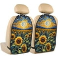 thumbnail image 1 of Pofeuu Starry Sky Moon Sunflower Print 2 Pack PU Leather Kick Mat Back Seat Protector, Universal Car Seat Back Organizer, Waterproof Backseat Protector For Most Car, 1 of 8