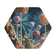 thumbnail image 1 of Pofeuu Starry Sky Planet Lollipop Print Leather Coasters Set of 6, Round Cups Mugs Mat Pad for Home Kitchen Heat Resistant Drink Coasters,Hexagon, 1 of 7