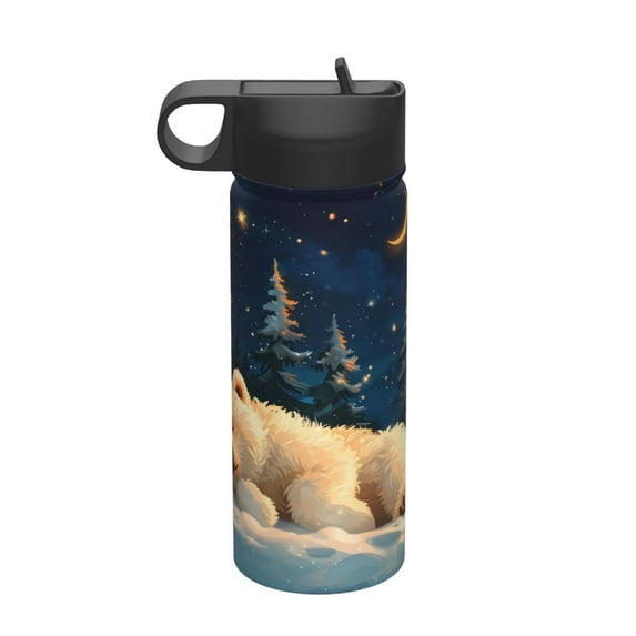 Pofeuu Starry Sky Sleep White Bear Print 18oz Sports Insulated Kettle, Sports Bottle Water Bottles For Men Women For Gym Hiking Camping Running Mountain Bike Outdoor Sports