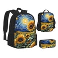 thumbnail image 1 of Pofeuu Starry Sky Sunflower Print Backpack Travel Backpacks With Lunch Bag Pencil Bag Set 3 pcs Set Cartoon Backpack, 1 of 7