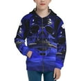 thumbnail image 1 of Pofeuu Steel Skull Print Teenage Zipper Hoodie Sweatshirts Hooded Casual Jackets With Pocket For Boys Girls-Small, 1 of 6