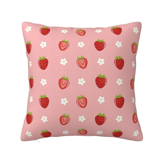 Pofeuu Strawberries Print Double-sided plush pillowcase Square Throw Pillow Covers Pillows Cover for Living Room Bedroom Sofa Couch Cushion Cover(No pillow core)-16"x16"