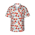 thumbnail image 1 of Pofeuu Strawberries Print Hawaiian Shirt for Men Sleeves Casual Button Down Summer Beach Dress Shirts T-Shirts,Small, 1 of 7