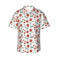 thumbnail image 1 of Pofeuu Strawberries Print Hawaiian Shirt for Men Sleeves Casual Button Down Summer Beach Dress Shirts T-Shirts,Small, 1 of 7