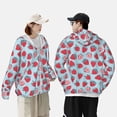 thumbnail image 1 of Pofeuu Strawberries Print Sun Protection Outdoor Lightweight Full Zip UV Cooling Hoodie Long Sleeve Summer Clothing for Outdoor Hiking-X-Large, 1 of 5