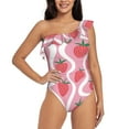 thumbnail image 1 of Pofeuu Strawberries Print Women's One Piece Swimsuits One Shoulder Swimwear Asymmetric Ruffle Monokinis Bathing Suits-X-Large, 1 of 6