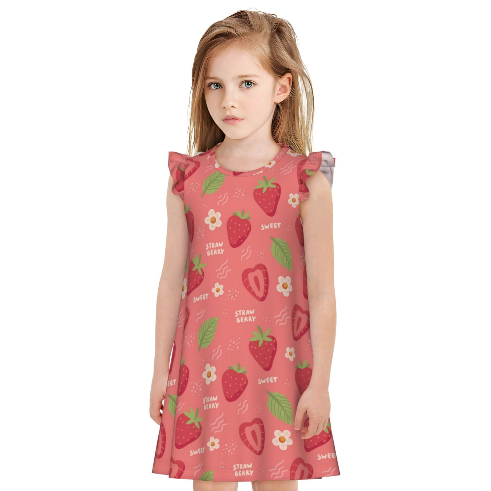Pofeuu Strawberry Floral Print Girls Nightgowns, Nightgown Princess ...