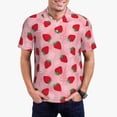 thumbnail image 1 of Pofeuu Strawberry Print Men's Loose Fit Midweight Short-Sleeve Pocket Polo-Small, 1 of 6