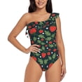 thumbnail image 1 of Pofeuu Strawberry Print Women's One Piece Swimsuits One Shoulder Swimwear Asymmetric Ruffle Monokinis Bathing Suits-Large, 1 of 6