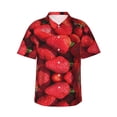 thumbnail image 1 of Pofeuu Strawberry Red Print Hawaiian Shirt for Men Sleeves Casual Button Down Summer Beach Dress Shirts T-Shirts,XX-Large, 1 of 7