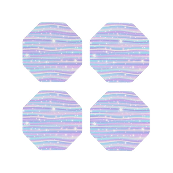 Pofeuu Striped Gradient Print Coasters for Drinks, 4Pack PU Leather Coasters, Bar Drink Coasters for Tabletop Protection, Furniture from Damage-Octagon