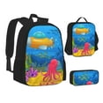 thumbnail image 1 of Pofeuu Submarine And Landscape Print Backpack Travel Backpacks With Lunch Bag Pencil Bag Set 3 pcs Set Cartoon Backpack, 1 of 7