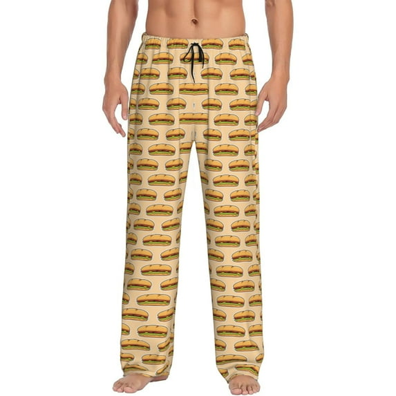 Pofeuu Submarine Sub Sandwich Print Men's Pajama Pants, Soft Lounge Pajama Pants with big pockets for Men Plaid Pj Bottoms-Small