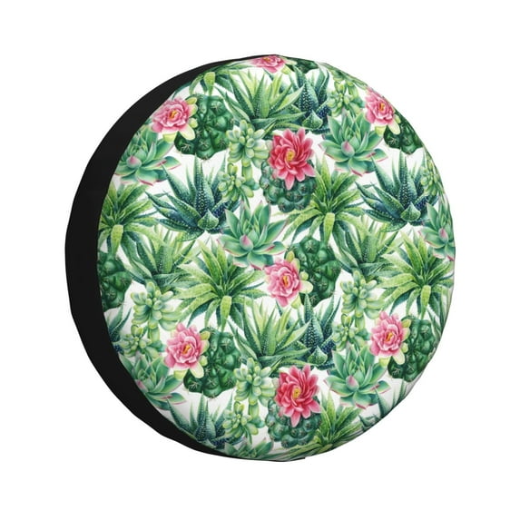 Pofeuu Succulents 1 Print Spare Tire Wheel Cover for Car Truck SUV Camper Universal Fit Spare Tire Cover RV Spare Tire Covers-17 inch