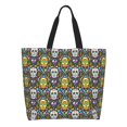 thumbnail image 1 of Pofeuu Sugar Skulls Print Reusable Grocery Bags - Washable, Foldable, Packable Tote, Large Handles, Heavy Duty, Zippered Top Pouch, 1 of 8
