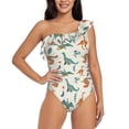 thumbnail image 1 of Pofeuu Summer Dinosaur Print Women's One Piece Swimsuits One Shoulder Swimwear Asymmetric Ruffle Monokinis Bathing Suits-X-Large, 1 of 6