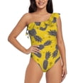 thumbnail image 1 of Pofeuu Summer Pineapple Print Women's One Piece Swimsuits One Shoulder Swimwear Asymmetric Ruffle Monokinis Bathing Suits-Large, 1 of 6