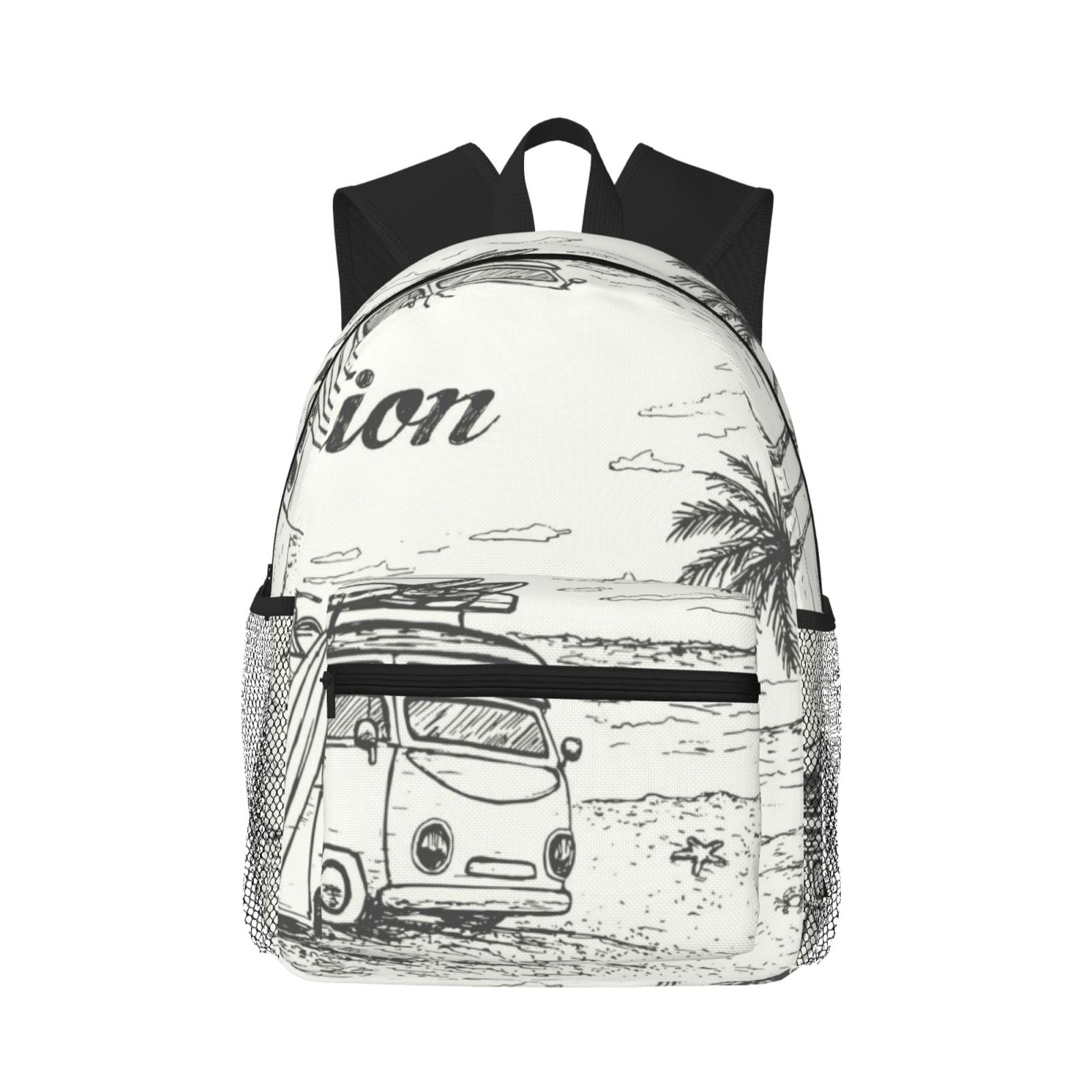 Pofeuu Summer Vacation Scene With Camping Van Print Laptop Backpack
