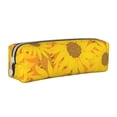 thumbnail image 1 of Pofeuu Sun Flowers Print Leather Pencil Case, Leather Pencil Pouch Large Capacity, Big Pencil Pouch with Zipper Vintage Pen Bag Fountain Pen Holder, 1 of 7