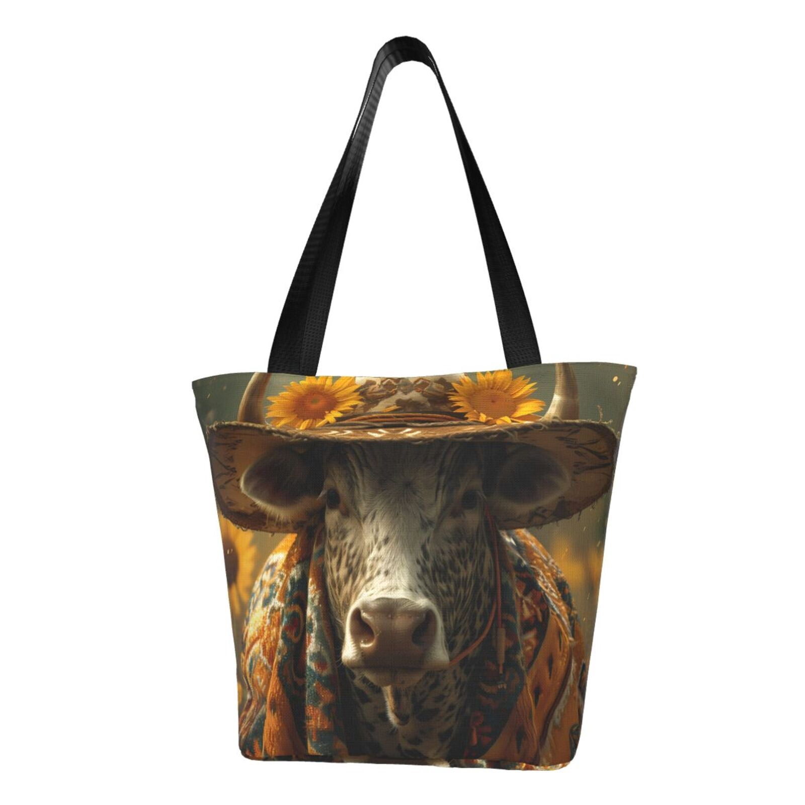 Boho Sun Hipster Tattoo Print Tote Bag – Large Cotton Reusable Shopping Bag | Eco-Friendly Shoulder Bag With Bold Design