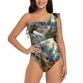 thumbnail image 1 of Pofeuu Sunflower Field Spotted Dog Print Women's One Piece Swimsuits One Shoulder Swimwear Asymmetric Ruffle Monokinis Bathing Suits-Medium, 1 of 6