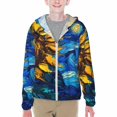 thumbnail image 1 of Pofeuu Sunflower Starry Night Vibes Print Kids Active Zipper Sun Protection Jacket Boys Girls Hooded Cooling Shirt Pockets Fishing Running Outdoor-Medium, 1 of 7