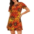thumbnail image 1 of Pofeuu Sunflower4 Print Women's Loose Fit Short Sleeve Nightgown, Comfortable Sleep Dress for Women, Casual Lounge Sleepwear, Soft Cotton Sleep Dress, 1 of 6