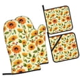 thumbnail image 1 of Pofeuu Sunflowers And Butterflies Print Oven Mitts and Pot Holders 4 pcs Set,High Heat Resistant 500 Degree Extra Thicken Long Kitchen Cotton Oven Glove for Cooking, 1 of 6
