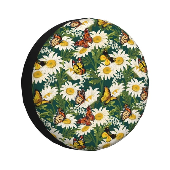 Pofeuu Sunflowers And Butterflies Print Spare Tire Wheel Cover for Car Truck SUV Camper Universal Fit Spare Tire Cover RV Spare Tire Covers-14 inch