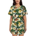 thumbnail image 1 of Pofeuu Sunflowers And Butterflies Print Women's Pajama Set Short/Shorts Soft Button PJs Elastic Drawstring Waist Sleepwear-X-Large, 1 of 6