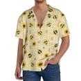 thumbnail image 1 of Pofeuu Sunflowers Bee Print Mens Casual Short Sleeve Shirts Beach Summer Spread Collar Pocket Tops Men's Casual Short-sleeved Shirt-3X-Large, 1 of 5