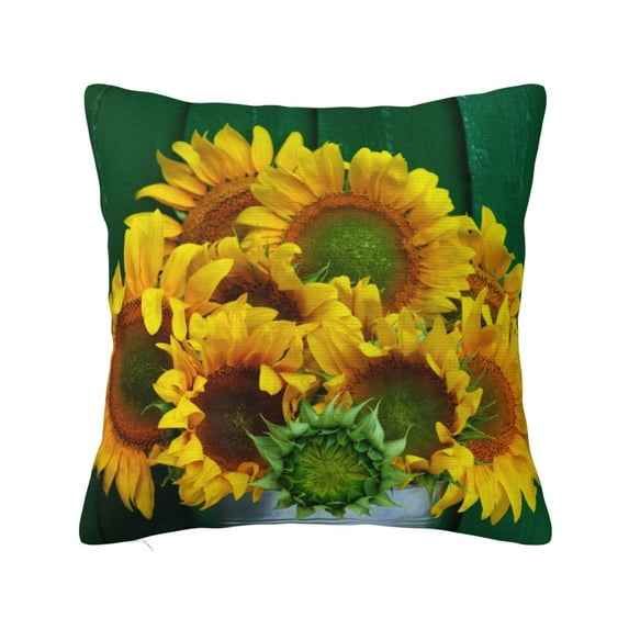 Pofeuu Sunflowers in Bucket Print Double-sided plush pillowcase Square Throw Pillow Covers Pillows Cover for Living Room Bedroom Sofa Couch Cushion Cover(No pillow core)-26"x26"