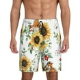 thumbnail image 1 of Pofeuu Sunflowers Leaves And Birds Print Men's Soft Woven Elastic Waistband Sleep Pajama Short-Medium, 1 of 6