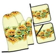 thumbnail image 1 of Pofeuu Sunflowers On A Yellow Background Print Oven Mitts and Pot Holders 4 pcs Set,High Heat Resistant 500 Degree Extra Thicken Long Kitchen Cotton Oven Glove for Cooking, 1 of 6