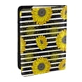 thumbnail image 1 of Pofeuu Sunflowers On Black And White Stripes Print Travel Document Organizer Passport Holder Men Women for Family (6.5 in x 4.5 in),Wallet Holder Credit Card Clutch Bag Case, 1 of 5