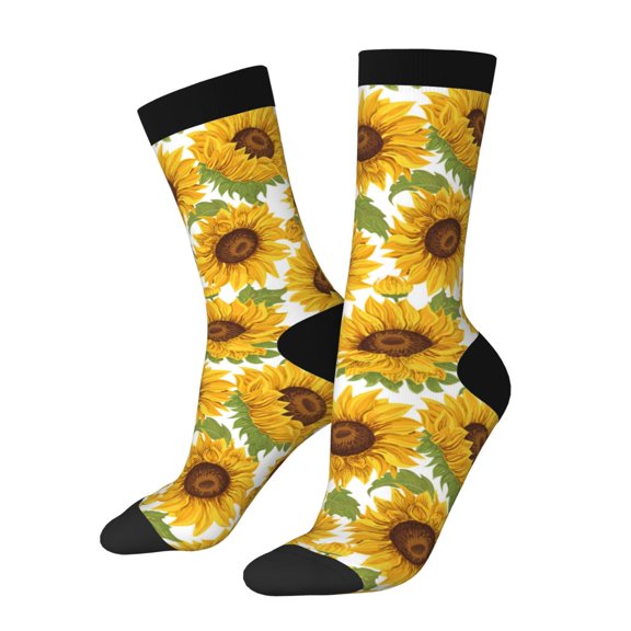 Pofeuu Sunflowers Print Crew Socks, Adult Running Hiking Socks for Youth and Adult